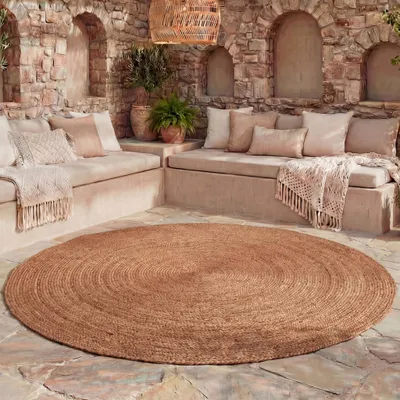 Produktbild von Volero - Outdoor Jute Teppich Rund - Bali Terra - Ø 240 cm - Wohnzimmer, Esszimmer, Balkon, Garten, Terrasse - Boho, Ländlich