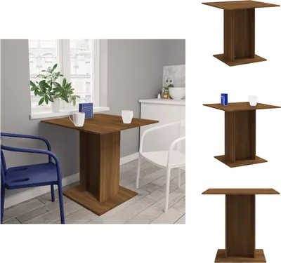 Obrázok produktu pre vidaXL Jedálenský stôl hnedý dubový vzhľad 80x80x75 cm materiál na báze dreva - Jedálenské stoly