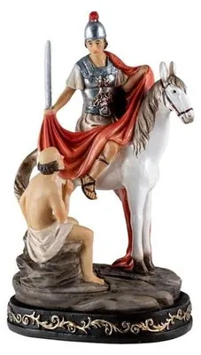 San Martin Ritter Figur, Harz, handbemalt, 18 cm