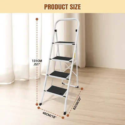 Image de Escalier pliant - Marchepied d'intérieur à 4 marches - Antidérapant - Métal - Escalier de cuisine / Tabouret d'accès - Autoportant