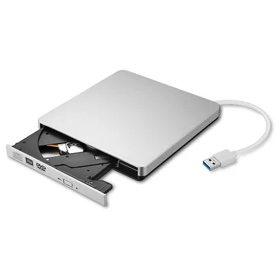 Produktbild von Tragbares Externes CD/DVD Laufwerk – Externer Brenner für MacBook & Windows-PC, Mit Typ-C Adapter, Einfach zu Transportieren
