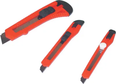 Produktbild von Abbrechmesser 3er Set 2x 9 mm + 1x 18mm Cutter aus Kunststoff