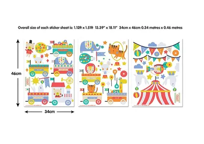 Produktbild von Walltastic 44968, 56 Stück(e), Circus, Mehrfarbig