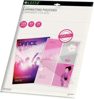 Obrázek produktu pro Leitz 33836 33836 fóliový sáček 125 mikronů pro A3 25ks