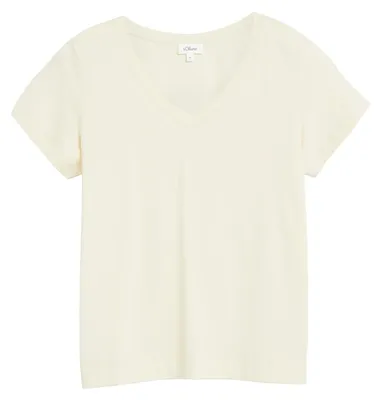 Produktbild von S. Oliver Damen T-Shirt Regular Fit V-Ausschnitt Baumwoll-Jersey Braun Größe 44