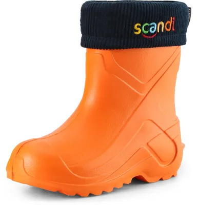 Image de Bottes en caoutchouc Eva Thermo ultra-légères pour enfants (filles et garçons), doublées, modèle LA-763 (Orange151c/Bleu marine, taille 29 EU)