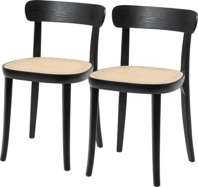 Produktbild von home24 Esszimmerstuhl - 2er-Set - Polywood & Rattan / Buche Massiv