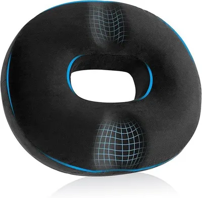 Produktbild von PolkaHome® Sitzkissen Orthopädisches Donutkissen aus Memory-Schaum, 45x40x9 cm, Schwarz