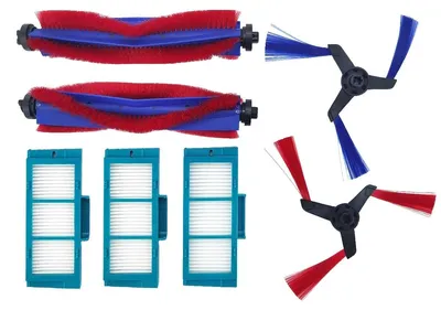 Imagen del producto de INF Kit de cepillos y filtros HEPA de repuesto compatible con Dyson Spot+ Scrub AI — Piezas en silicona, nylon, ABS y fibra (Rodillo principal, Cepillos laterales, Filtros)