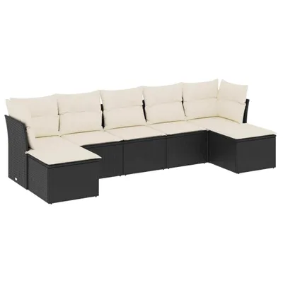 Produktbild von vidaXL 7-tlg. Garten-Sofagarnitur mit Kissen Schwarz Poly Rattan