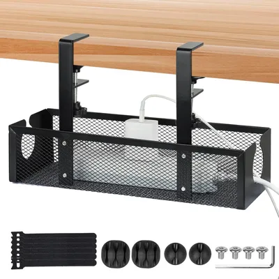 Produktbild von Unter Schreibtisch Kabelmanagement, Kabel Ablagerregal, Kabelkorb, Kabel Organizer, Kabelmanagement-Ablage für Büro, Schwarz