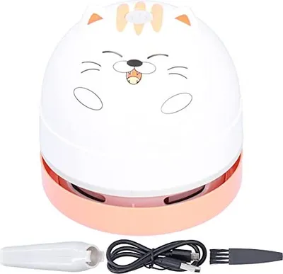 Produktbild von Niedlicher Desktop -Staubsauger im Tierdesign, USB -Ladung Mini Tisch Wireless 360 ° rotierendes Design Tastatur Home Office (Katze)