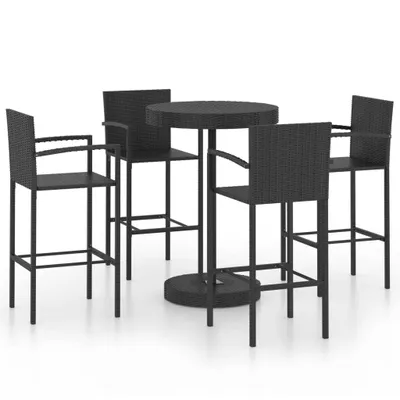 Produktbild von vidaXL 5-tlg. Gartenbar-Set Poly Rattan Schwarz