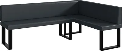 Produktbild von MEBLINI Eckbank für Esszimmer - Küchenbank - Essecke - Sitzecke Küche - ERIC - U-Beine 142x196x87cm Rechts - Dunkelgrau Kunstleder
