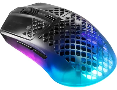 Produktbild von Steelseries Aerox 3 Wireless Gen 2, rechts, Optisch, RF Wireless + Bluetooth, 26000 DPI, 0,25 ms, Schwarz, Transparent