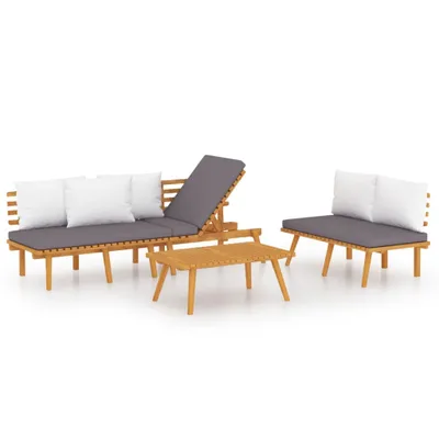 Produktbild von 3-tlg. Garten-Lounge-Set mit Kissen Massivholz Akazie