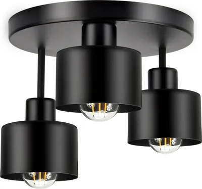 Zdjęcie produktu dla Luxolar - Lampa sufitowa led 3 płomienie metal - Lampa wisząca czarna E27 60W - Lampa sufitowa do salonu, czarny matowy