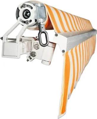 Produktbild von Gelenkarmmarkise 3x2 Stoffdessin 5903 (Classic Tangerine) Gestell RAL 9016 verkehrsweiß Handkurbel Rechts inkl. Handlurb