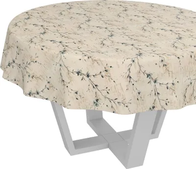 Produktbild von Tischdecke Vintage Kiev Beige Rund 140cm Schnittkante Wachstuch abwaschbar