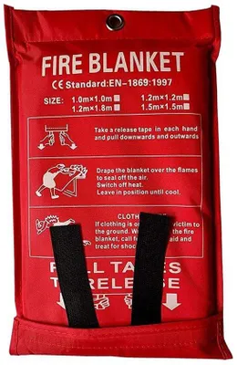 Productafbeelding van Brandblussdeken groot - 1 x 1 meter - Snel te openen - Ideaal voor de keuken - Vlamvertragend materiaal - Met blusgaten - Brandblussdeken