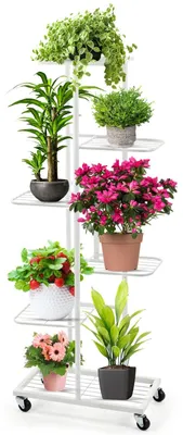 Image de Étagère à plantes à 6 niveaux, sur roulettes, hauteur 108 cm