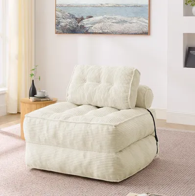Produktbild von STILVORA Bodensessel 2-in-1 mit verstellbarer Rückenlehne, Faltsofa umwandelbar zum Gästebett, Loungesessel für Wohnzimmer und Schlafzimmer,Cord