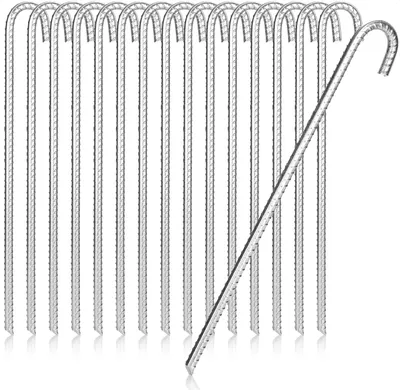 Produktbild von COM-FOUR® 16x XL Bodenanker aus massivem Stahl, J-Form 42 cm, Ø 1 cm