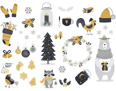 Produktbild von Skandinavische Tier-Weihnachtsaufkleber – Selbstklebende Weihnachtsaufkleber – Festliche Dekoration – 70 x 95 cm