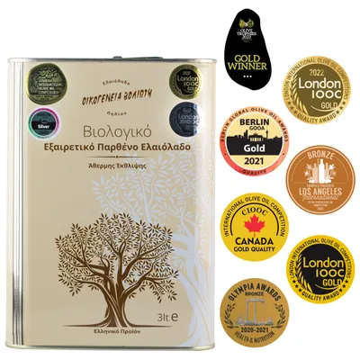 Produktbild von Voliotis | Olivenöl, Olivenöl 3 l, Olivenöl aus Griechenland, Bio Olivenöl, Kaltgepresstes Olivenöl, Olivenöl aus erster Pressung, Organic Olivenöl