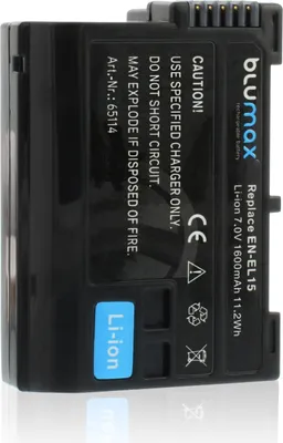 Produktbild von 2x Blumax Akku | für Nikon EN-EL15 a/b/c Digitalkamera | Kapazität 1600mAh |Spannung 7Volt | Video- und Kamerazubehör