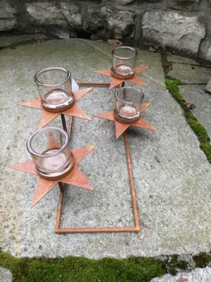 Produktbild von Edelrost Adventskranz, Teelichthalter Stern, rechteckig