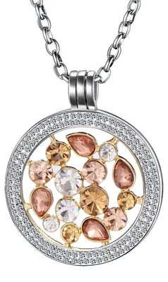 Productafbeelding van Morella damesketting, 70 cm, roestvrij staal met zirkonia-hanger met een muntvormige druppel van 33 mm, geleverd in een sieradenzakje