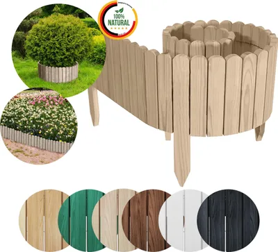 Produktbild von Floranica Rollborder Flexibler Holzzaun Rolborder 200 x 20 cm Unbehandelt Beeteinfassung Rasenkante Gartenzaun Holz Dekozaun Mini Zaun