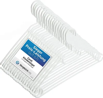 Produktbild von 50 Stk. Kleiderbügel Anti-Rutsch Kunststoff Hemdenbügel Wäschebügel weiß