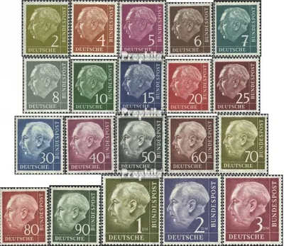 Produktbild von Briefmarken BRD (BR.Deutschland) 1954 Mi 177x-196x (kompl.Ausg.),  sind Nr. 189 und 190 postfrisch Bundespräsident Heuss (I)