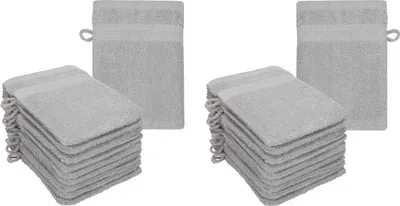 Produktbild von Betz 20 Stück Waschhandschuhe 16x21 cm PREMIUM 100% Baumwolle  Farbe: silber