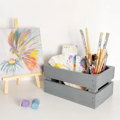 Immagine prodotto di Creative Deco Cassetta Grigia in Legno | 30 x 20 x 15 cm | Cassetta di Legno in Stile Vintage, Shabby | Ideale Scatola Porta Oggetti, Portafrutta
