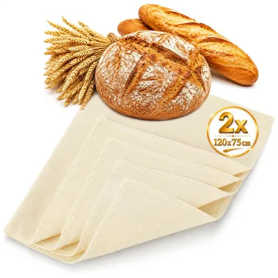 Produktbild von com-four® 2x Bäckerleinen - Gärtuch für Brotteig, Sauerteig & Gärkörbchen