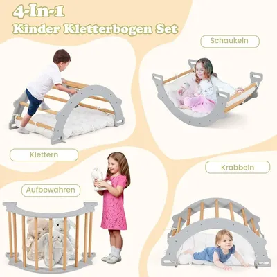 Image de Arche d'escalade en bois avec coussin moelleux pour enfants