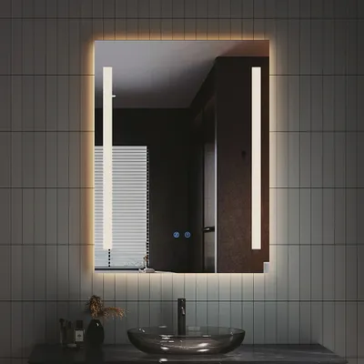Produktbild von IMPTS LED Bad Spiegel 80x60cm Badspiegel mit Beleuchtung Touchschalter Antibeschlag Dimmbar neutralweiss IP44 eckig, Lichtspiegel Badezimmerspiegel Wandspiegel
