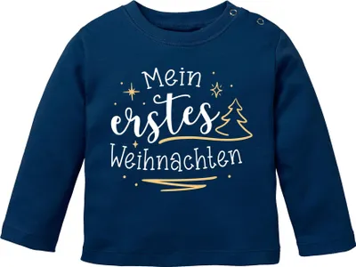 Produktbild von Baby Langarmshirt Spruch Mein erstes Weihnachten Babyshirt Weihnachtsmotiv XMAS Outfit Newborn Einjährige SpecialMe®