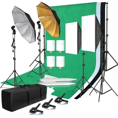 Productafbeelding van Set voor achtergronden voor fotografie, softbox verlichting, statief, complete fotostudio set 54-A