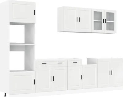 Produktbild von 7-tlg. Küchenschrank-Set Kalmar Hochglanz-Weiß Holzwerkstoff