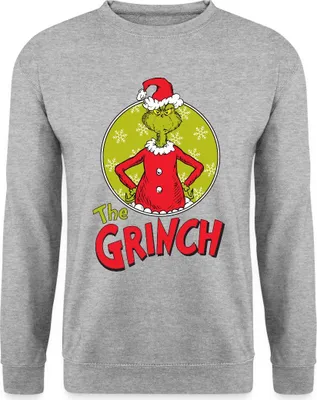 Produktbild von Spreadshirt Der Grinch Logo The Grinch Uni Pullover, S, Weißgrau meliert