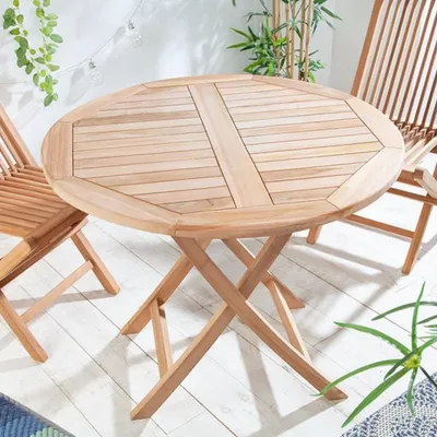 Produktbild von Teak Gartentisch KURSI klappbar ca. D100cm Esstisch