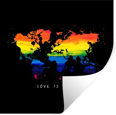 Produktbild von MuchoWow® Wandtattoo Wandsticker Wandaufkleber Weltkarte - Stolz - Liebe 80x80 cm Selbstklebend und Repositionierbar - Wierderverwendbar - Selbstklebend