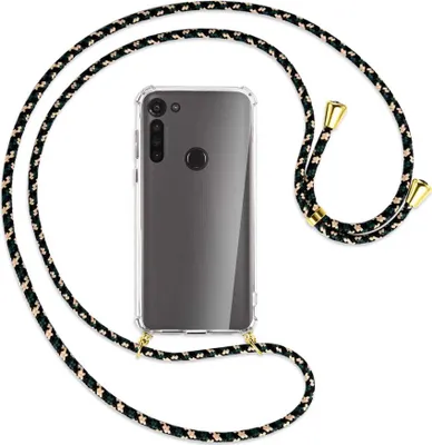 Produktbild von Handykette Backcover-Schutzhülle mit Band (Metall goldfarben) für Motorola Moto G8 Power - camouflage