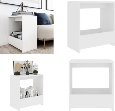 Produktbild von vidaXL Beistelltisch Weiß 50x26x50 cm Holzwerkstoff - Beistelltisch - Beistelltische - Zeitschriftenständer - Kaffeetisch
