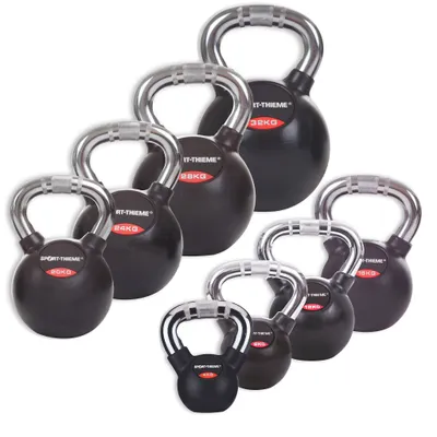 Produktbild von Sport-Thieme Kettlebell-Set "Gummiert mit Chrom-Griff", Komplett