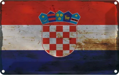 Produktbild von vianmo Blechschild 12x18 cm Kroatien Croatia Rost Flagge Fahne Wappen